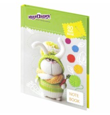 Блокнот МАЛЫЙ ФОРМАТ 110х147 мм, А6, 80 л., твердый, клетка, ЮНЛАНДИЯ, 