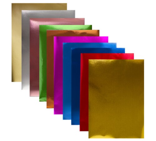 Цветная фольга А4 АЛЮМИНИЕВАЯ НА БУМАЖНОЙ ОСНОВЕ, 10 листов 10 цветов, ОСТРОВ СОКРОВИЩ, 210х297 мм, 111960