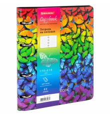 Тетрадь на кольцах А5 (180х220 мм), 80 листов, под кожу, клетка, тиснение фольгой, BRAUBERG VISTA, Butterflies,112128