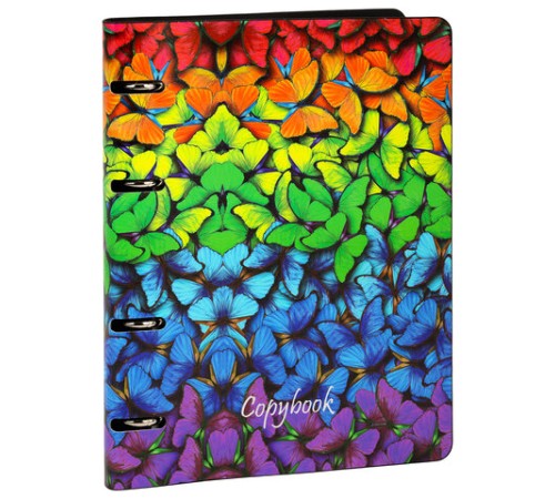 Тетрадь на кольцах А5 (180х220 мм), 80 листов, под кожу, клетка, тиснение фольгой, BRAUBERG VISTA, Butterflies,112128
