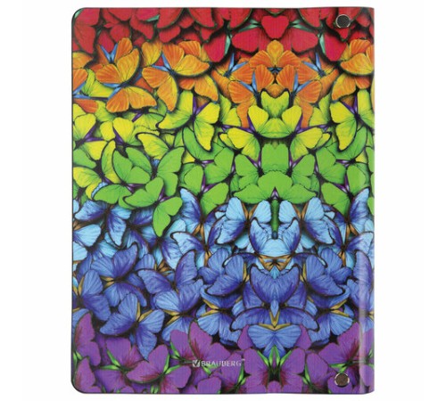 Тетрадь на кольцах А5 (180х220 мм), 80 листов, под кожу, клетка, тиснение фольгой, BRAUBERG VISTA, Butterflies,112128