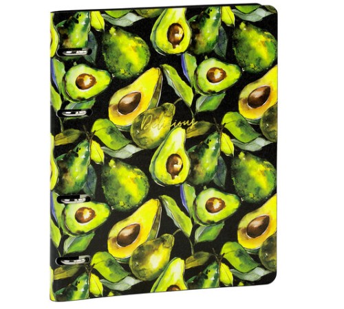 Тетрадь на кольцах А5 (180х220 мм), 80 листов, под кожу, клетка, тиснение фольгой, BRAUBERG VISTA, Avocado, 112130