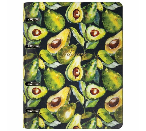 Тетрадь на кольцах А5 (180х220 мм), 80 листов, под кожу, клетка, тиснение фольгой, BRAUBERG VISTA, Avocado, 112130