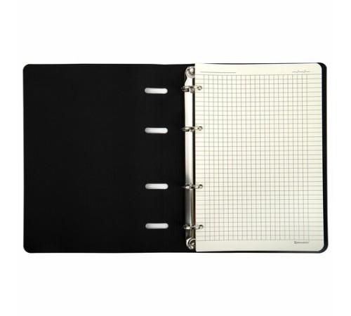 Тетрадь на кольцах А5 (180х220 мм), 80 листов, под кожу, клетка, тиснение фольгой, BRAUBERG VISTA, Avocado, 112130