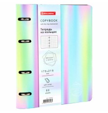 Тетрадь на кольцах А5 (180х220 мм), 80 листов, под кожу, клетка, тиснение фольгой, BRAUBERG VISTA, Gradient, 112131