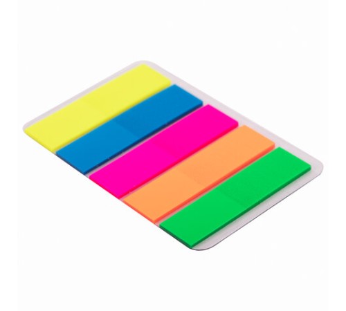 Закладки клейкие неоновые BRAUBERG, 45х12 мм, 500 штук (5 цветов х 20 листов, КОМПЛЕКТ 5 штук), 112442