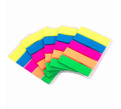 Закладки клейкие неоновые BRAUBERG, 45х12 мм, 500 штук (5 цветов х 20 листов, КОМПЛЕКТ 5 штук), 112442