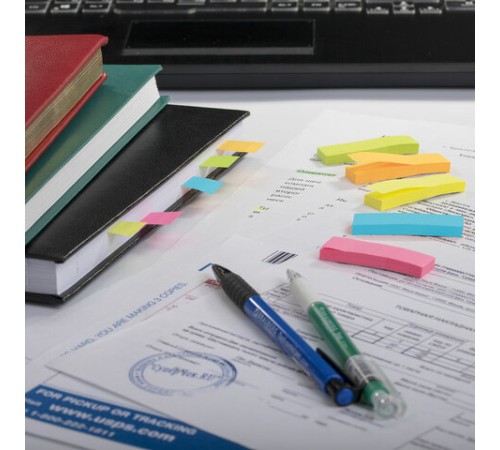 Закладки клейкие неоновые BRAUBERG бумажные, 50х14 мм, 1250 штук (5 цветов х 50 листов, КОМПЛЕКТ 5 штук), 112443