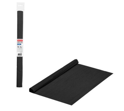 Бумага гофрированная/креповая, 32 г/м2, 50х250 см, черная, в рулоне, BRAUBERG, 112530