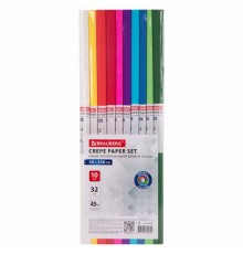 Бумага гофрированная/креповая, 32 г/м2, 50х250 см, НАБОР 10 рулонов, яркие цвета, BRAUBERG, 112556