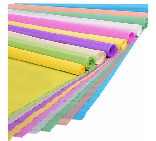 Бумага гофрированная/креповая, 32 г/м2, 50х250 см, НАБОР 10 рулонов, пастель, BRAUBERG, 112557