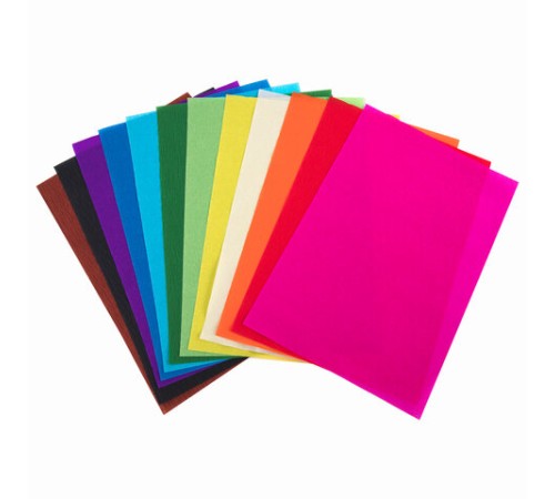 Набор крепированной бумаги, А4, 12 листов, 12 цветов, в папке с европодвесом, ЮНЛАНДИЯ, 112558