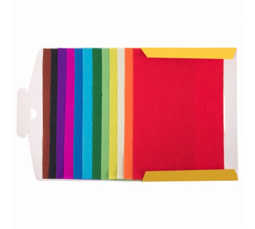 Набор крепированной бумаги, А4, 12 листов, 12 цветов, в папке с европодвесом, ЮНЛАНДИЯ, 112558