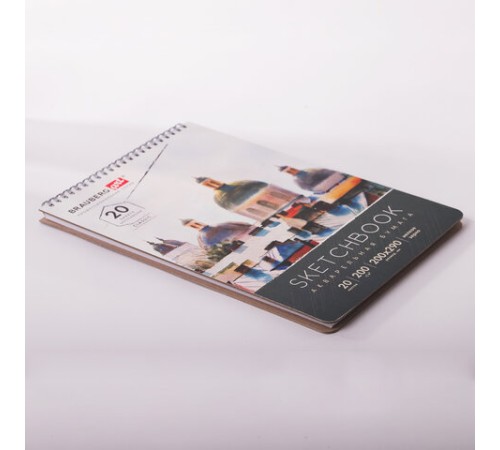 Скетчбук, акварельная бумага 200 г/м2, 200х290 мм, 20 л., гребень, твердая обложка, BRAUBERG ART, 112980