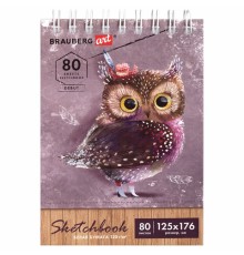 Скетчбук, белая бумага 120 г/м2 125х176 мм, 80 л., гребень, твердая обложка, BRAUBERG ART DEBUT, 112988