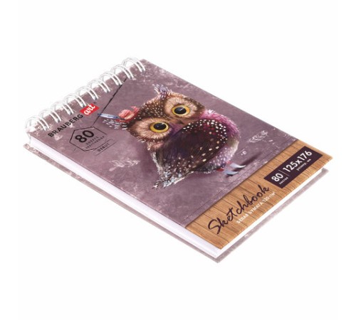 Скетчбук, белая бумага 120 г/м2 125х176 мм, 80 л., гребень, твердая обложка, BRAUBERG ART DEBUT, 112988