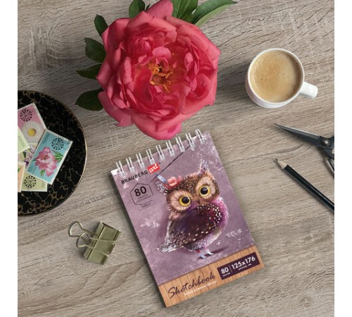 Скетчбук, белая бумага 120 г/м2 125х176 мм, 80 л., гребень, твердая обложка, BRAUBERG ART DEBUT, 112988