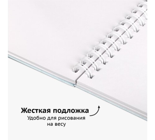 Скетчбук, белая бумага 120 г/м2 195х195 мм, 80 л., гребень, твердая обложка, BRAUBERG ART DEBUT, 112991