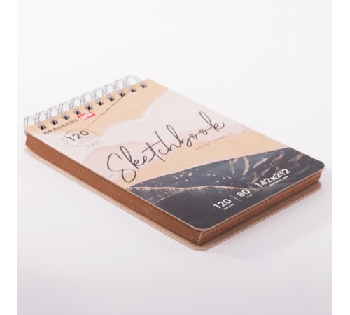 Скетчбук, крафт-бумага 80 г/м2, 142х212 мм, 120 л., гребень, твердая обложка, BRAUBERG ART DEBUT, 112998