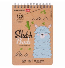 Скетчбук, крафт-бумага 80 г/м2, 165х240 мм, 120 л., гребень, твердая обложка, BRAUBERG ART DEBUT, 112999