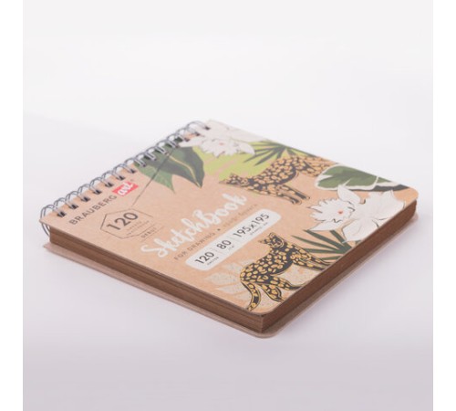 Скетчбук, крафт-бумага 80 г/м2, 195х195 мм, 120 л., гребень, твердая обложка, BRAUBERG ART DEBUT, 113000