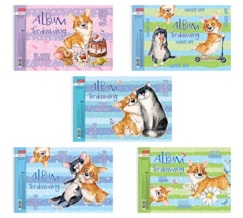 Альбом для рисования А4 24 л., спираль, обложка картон, HATBER, 205х290 мм, 