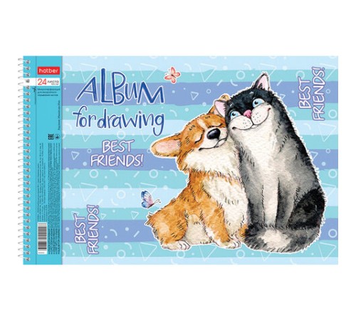 Альбом для рисования А4 24 л., спираль, обложка картон, HATBER, 205х290 мм, 