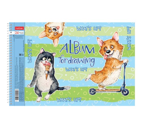 Альбом для рисования А4 24 л., спираль, обложка картон, HATBER, 205х290 мм, 
