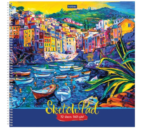 Скетчбук, белая бумага 160 г/м2, 290х290 мм, 32 л., спираль, с эскизом, Импрессионизм, 32Т3лAпс_16975
