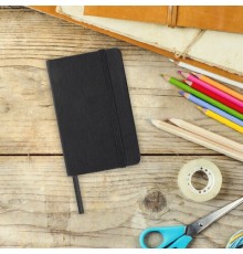 Скетчбук, белая бумага 140 г/м2 90х140 мм, 80 л., КОЖЗАМ, резинка, BRAUBERG ART CLASSIC, черный, 113180