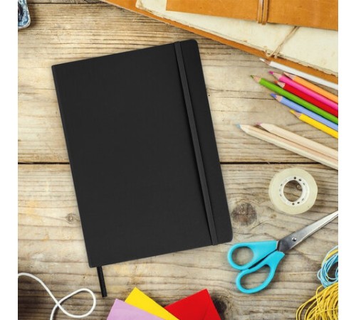 Скетчбук, белая бумага 140 г/м2 210х297 мм, 80 л., КОЖЗАМ, резинка, BRAUBERG ART CLASSIC, черный, 113184