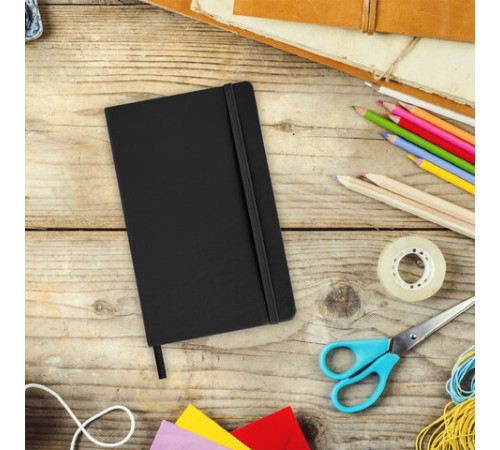 Скетчбук, слоновая кость 140 г/м2 130х210 мм, 80 л., КОЖЗАМ, резинка, BRAUBERG ART CLASSIC, черный, 113194