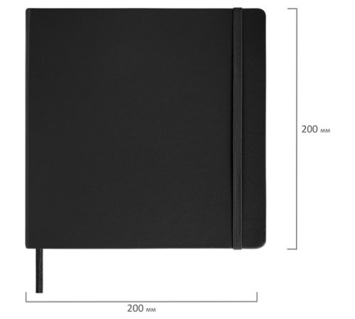 Скетчбук, слоновая кость 140 г/м2 200х200 мм, 80 л., КОЖЗАМ, резинка, BRAUBERG ART CLASSIC, черный, 113196
