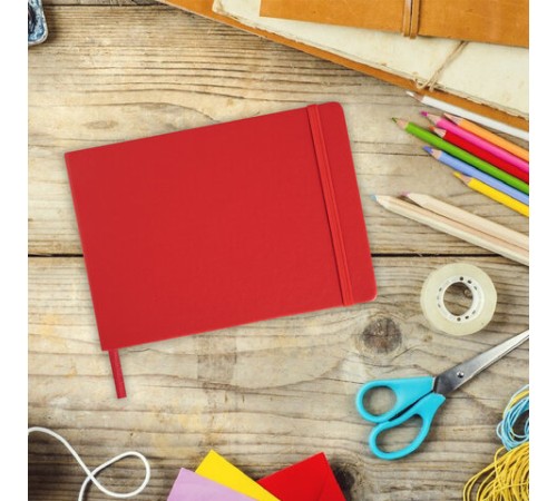 Скетчбук, слоновая кость 140 г/м2 210х148 мм, 80 л., КОЖЗАМ, резинка, BRAUBERG ART CLASSIC, красный, 113197