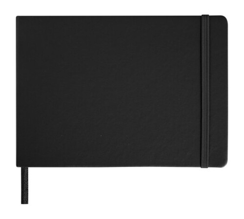 Скетчбук, слоновая кость 140 г/м2 210х148 мм, 80 л., КОЖЗАМ, резинка, BRAUBERG ART CLASSIC, черный, 113198