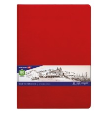 Скетчбук, слоновая кость 140 г/м2 210х297 мм, 80 л., КОЖЗАМ, резинка, BRAUBERG ART CLASSIC, красный, 113199