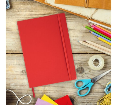 Скетчбук, слоновая кость 140 г/м2 210х297 мм, 80 л., КОЖЗАМ, резинка, BRAUBERG ART CLASSIC, красный, 113199