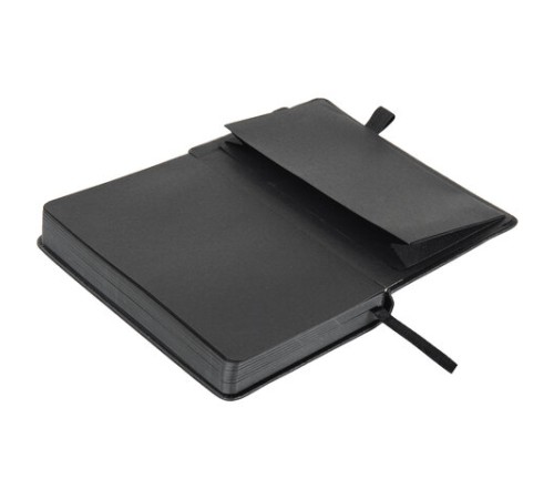 Скетчбук, черная бумага 140 г/м2, 90х140 мм, 80 л., КОЖЗАМ, резинка, карман, BRAUBERG ART CLASSIC, черный, 113201 