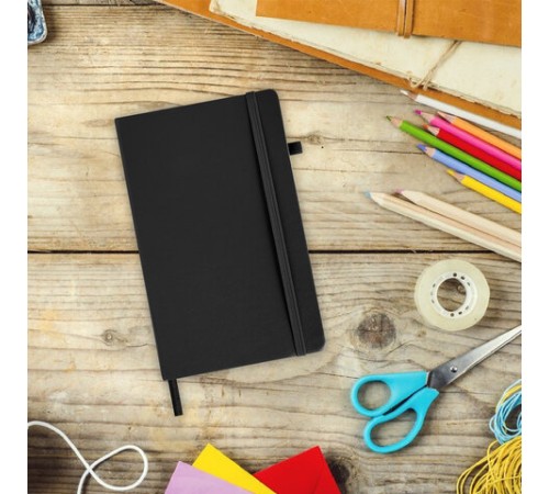 Скетчбук, черная бумага 140 г/м2, 130х210 мм, 80 л., КОЖЗАМ, резинка, карман, BRAUBERG ART CLASSIC, черный, 113203