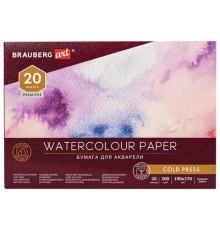 Альбом для акварели ХЛОПОК 30%, 300 г/м2, 190х270 мм, среднее зерно, 20 листов, склейка, BRAUBERG ART, 113219