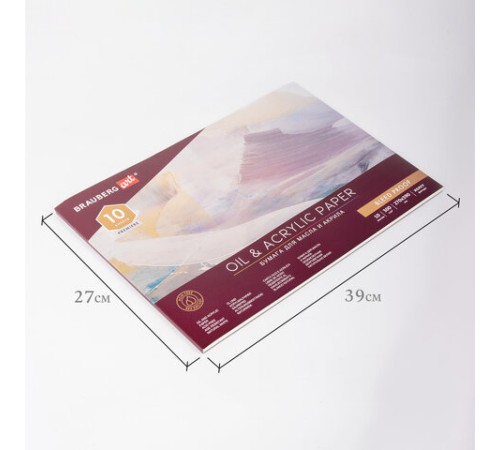 Альбом для акрила и масла, 300 г/м2, 270х390 мм, 10 листов, склейка, тиснение 