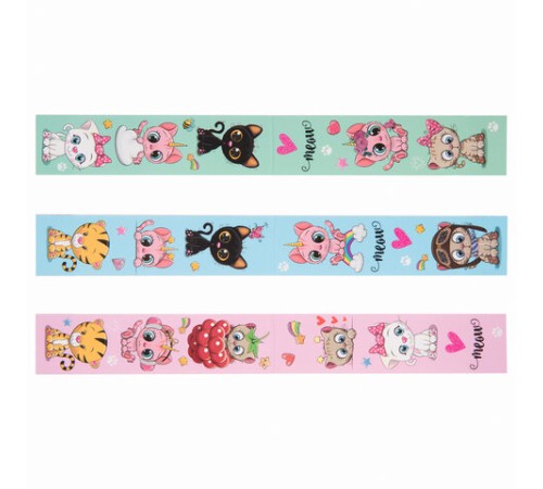 Закладки для книг с магнитом MEOW CATS, набор 6 шт., блестки, 25x196 мм, ЮНЛАНДИЯ, 113442