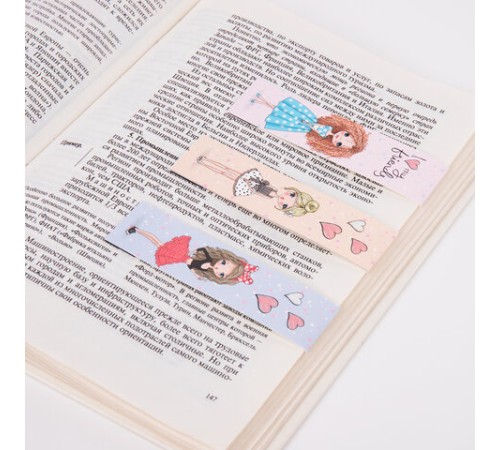 Закладки для книг с магнитом FASHION GIRLS, набор 6 шт., блестки, 25x196 мм, ЮНЛАНДИЯ, 113443