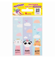 Закладки для книг с магнитом FUNNY ANIMALS, набор 6 шт., блестки, 25x196 мм, ЮНЛАНДИЯ, 113444