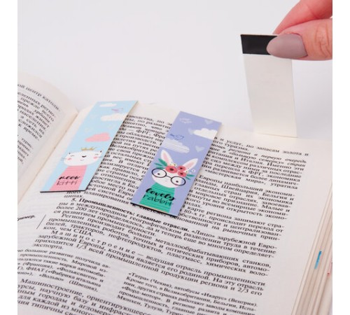 Закладки для книг с магнитом FUNNY ANIMALS, набор 6 шт., блестки, 25x196 мм, ЮНЛАНДИЯ, 113444
