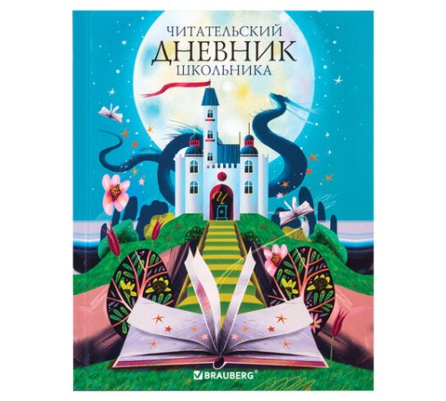 Дневник читательский А5 40 л., твердый, глянцевая ламинация, цветной блок, BRAUBERG, 