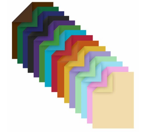 Цветная бумага А4 ТОНИРОВАННАЯ В МАССЕ, 48 листов 16 цветов, склейка, 80 г/м2, BRAUBERG, 113504