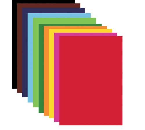 Картон цветной А4 немелованный, 10 листов, 10 цветов, в папке, ЮНЛАНДИЯ, 200х290 мм, 