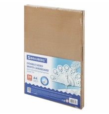 Картон белый А4 МЕЛОВАННЫЙ (белый оборот), 50 листов, в коробке, BRAUBERG, 210х297 мм, 113562