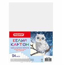 Картон белый А4 немелованный (матовый), 24 листа, ПИФАГОР, 200х290 мм, 